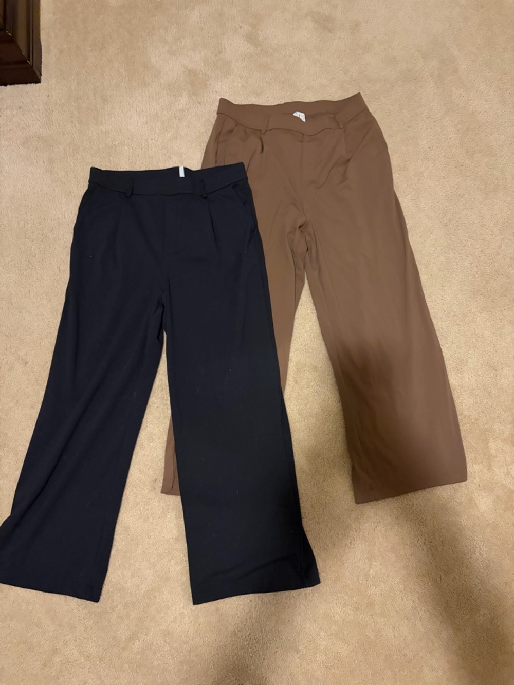 Halara Wide-Leg Dress Pants in Black and Brown